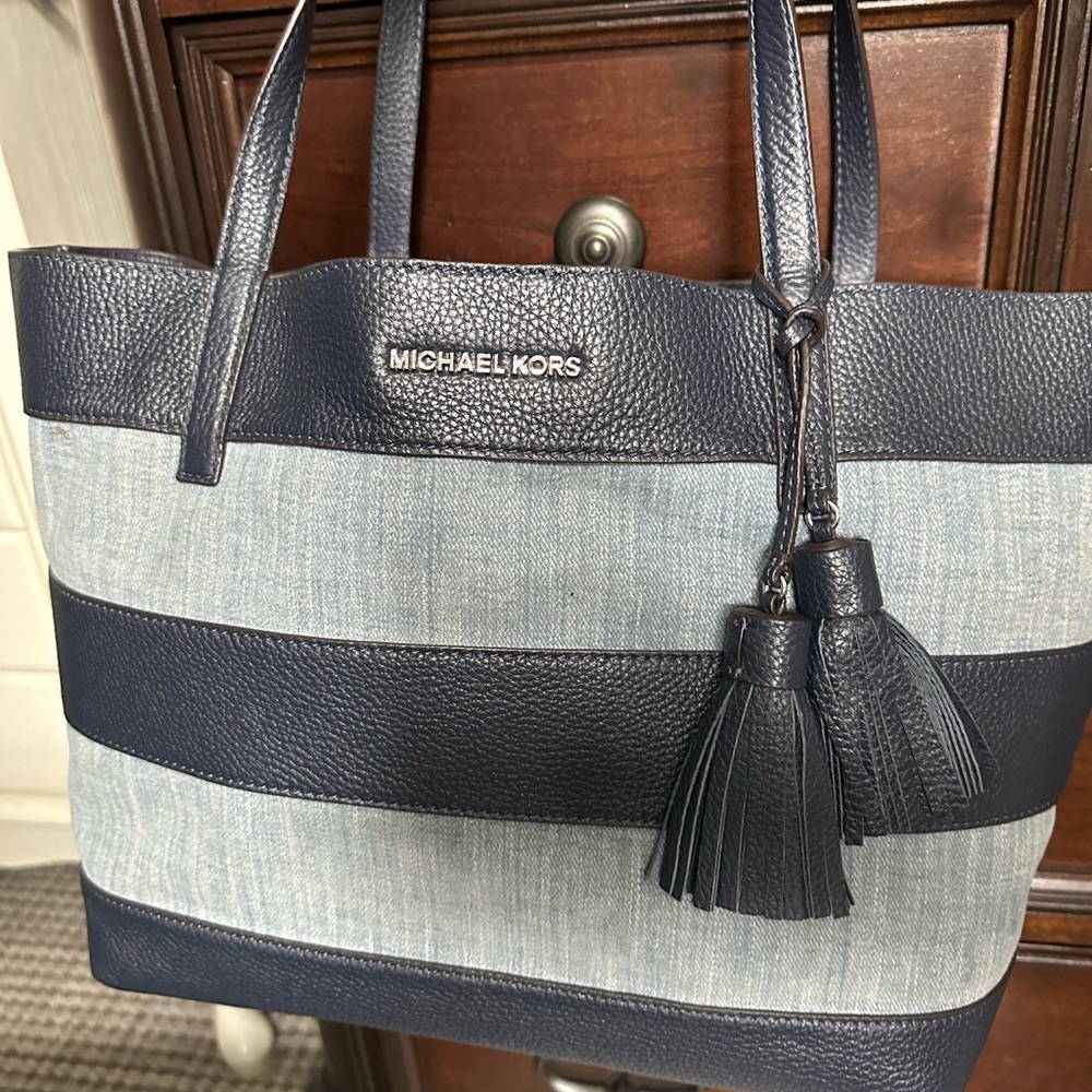Michael Kors Leather and Denim Tote